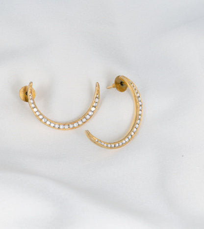 The Petra Crescent Polki Earrings in Gold