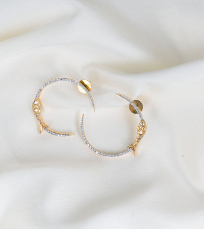 The Maaj Polki Earrings with Diamante in Gold