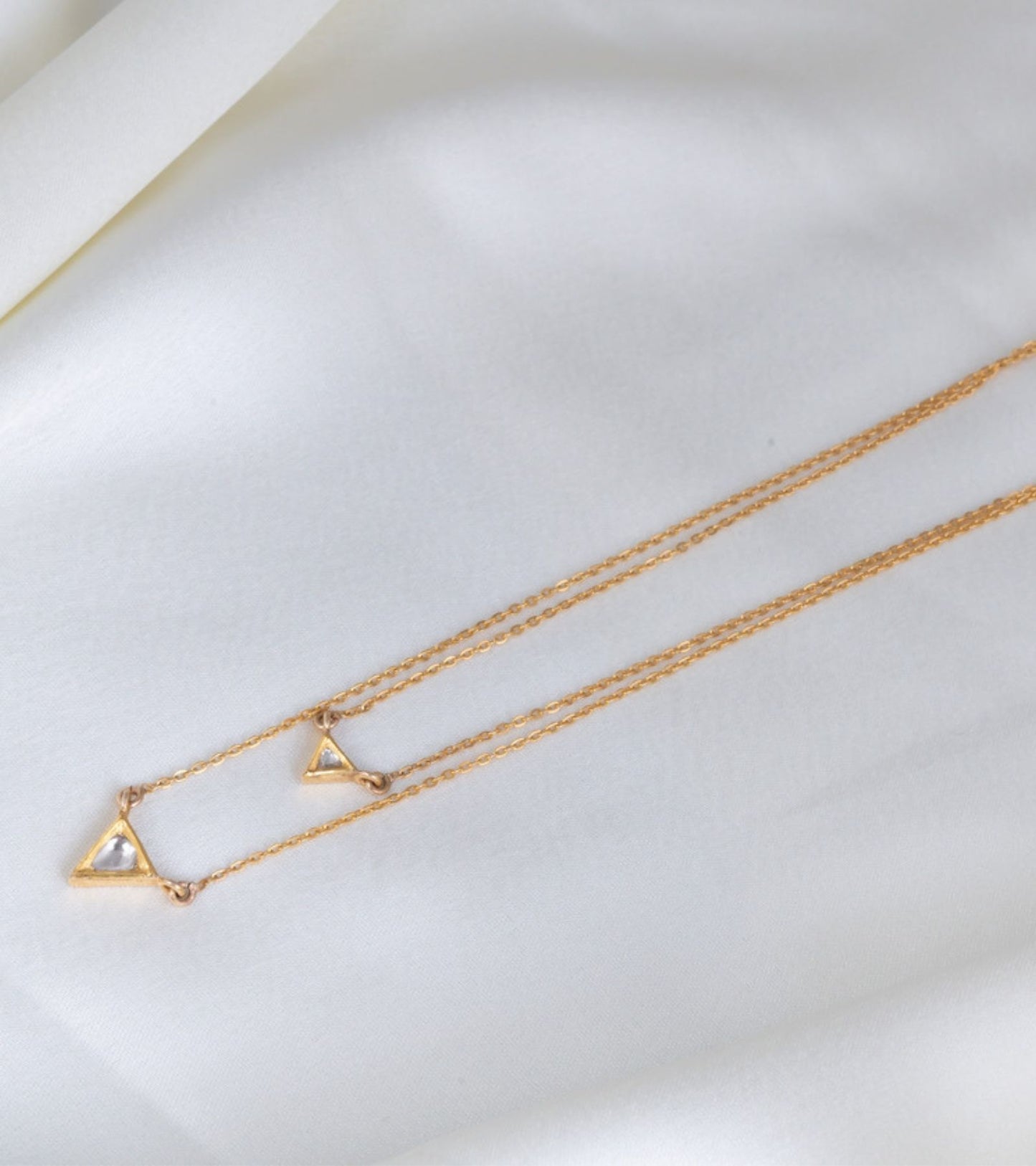 The Triangle Polki Two Layered Necklace in Gold