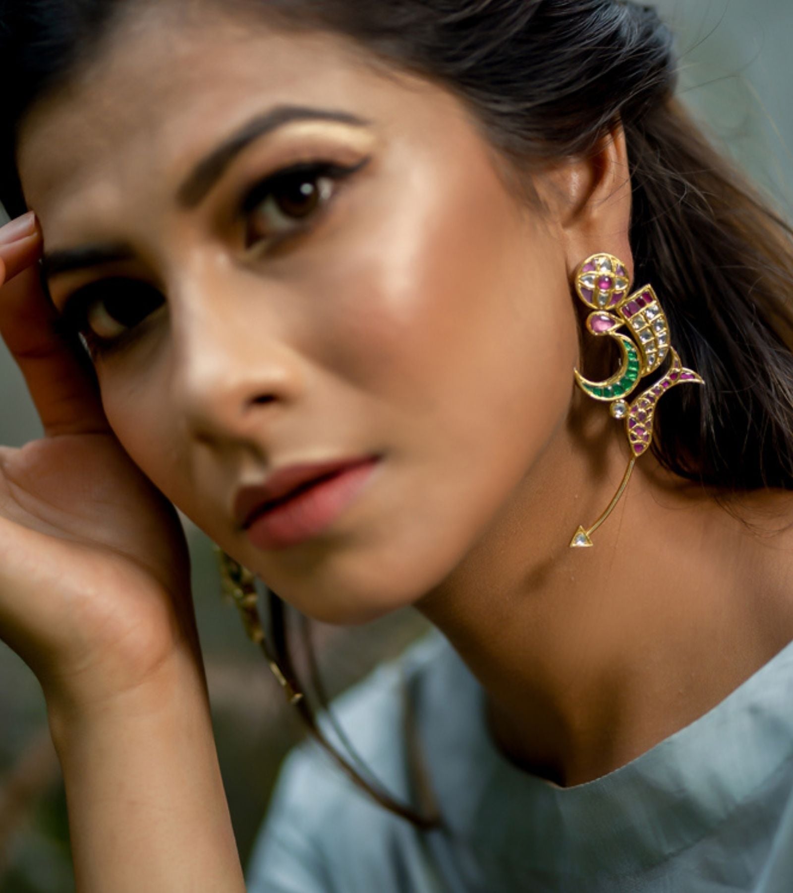 Gold Polki Earrings by UNCUT Jewelry