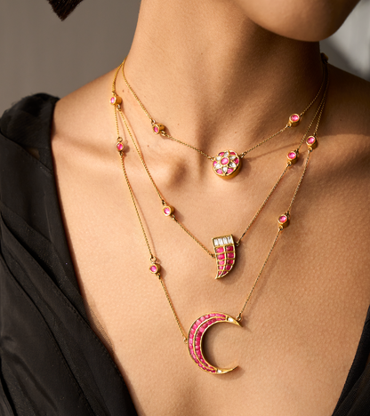 The Three Layered Polki Necklace in Gold-Festive Jewelry