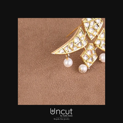 Gold Polki Brooch by UNCUT Jewelry