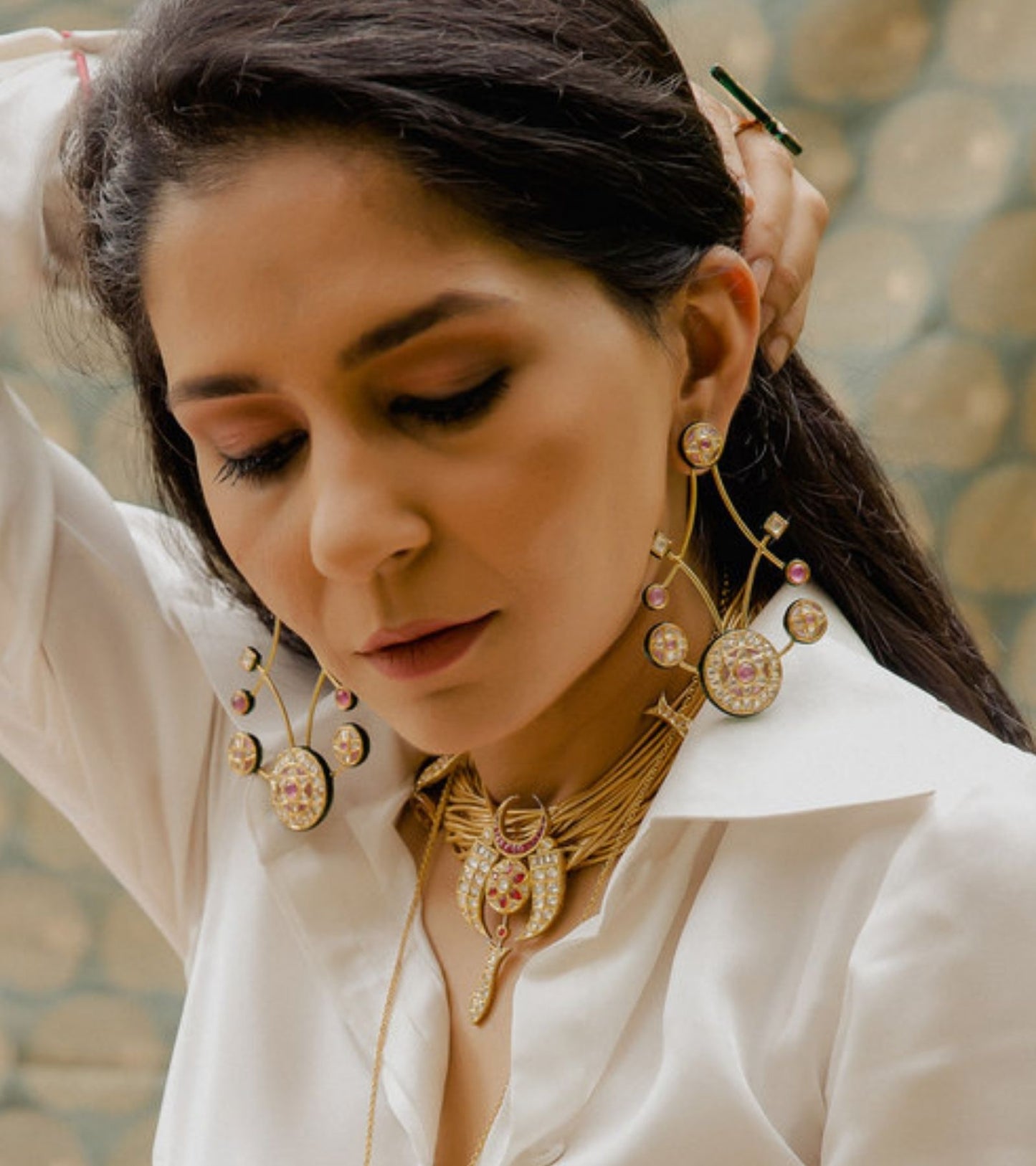 The Sasha Chandelier Earrings in Gold-Festive Jewelry