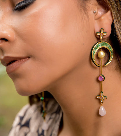The Tear Drop Polki Earrings in Gold-Festive Jewelry