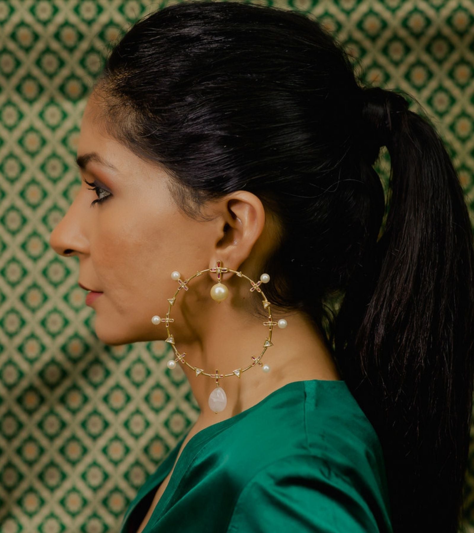 Gold Polki Earrings by UNCUT Jewelry