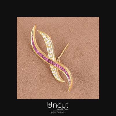 Traditional Polki Brooch by UNCUT Jewelry