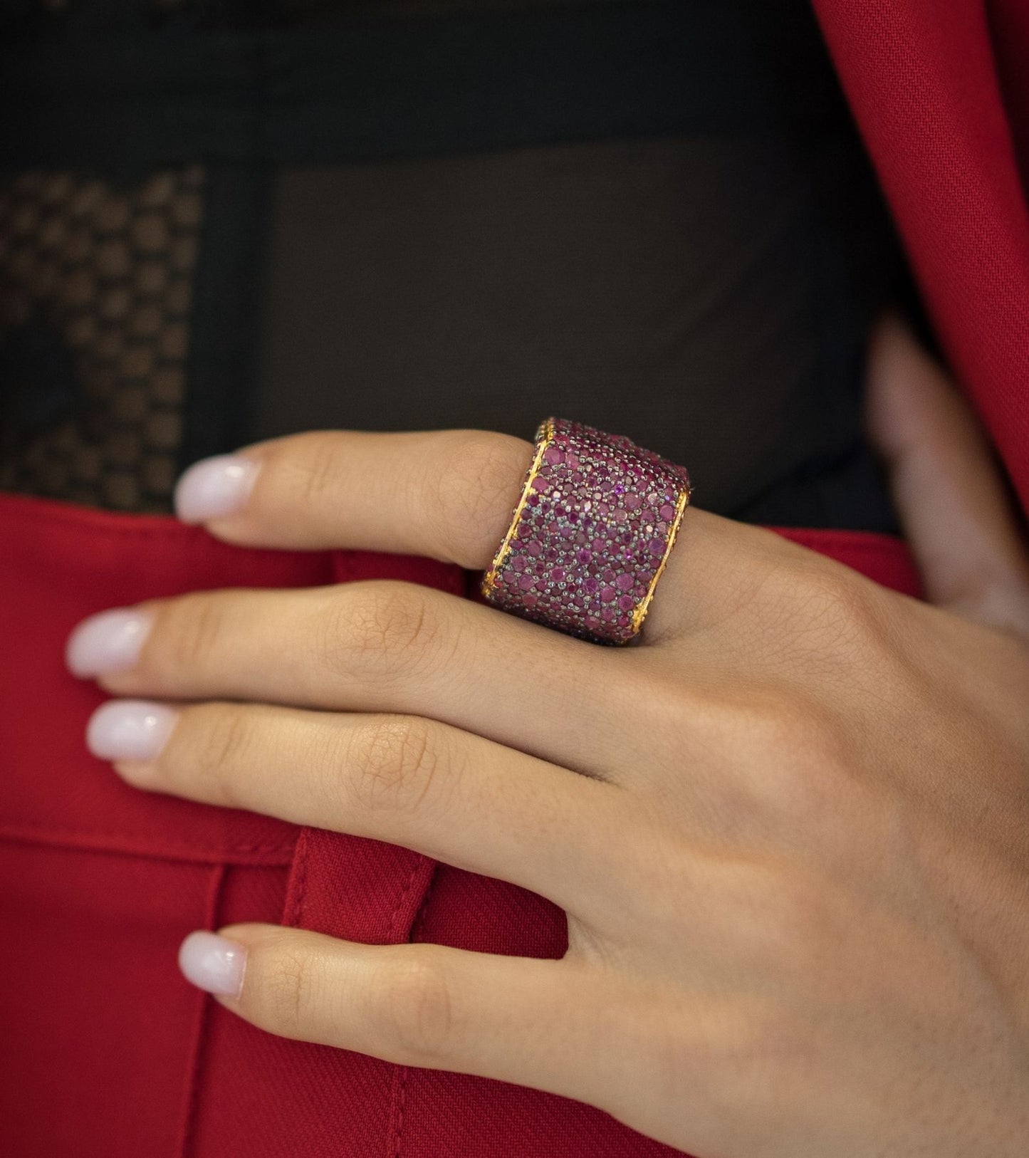 Ruby Broad Band Eternity Ring in Gold-Esmeé by UNCUT