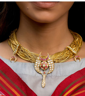 Gold Polki Necklace by UNCUT Jewelry