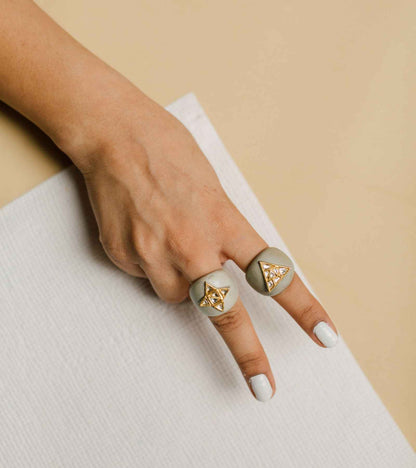 The Triangolo Polki Cocktail Ring In Gold